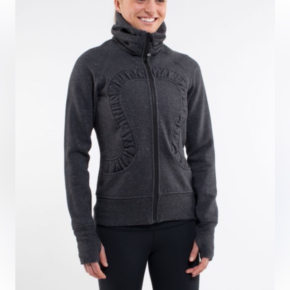 Lululemon Cuddle Up Jacket Heathered Black / Black - Size 10 - Picture 1 of 9